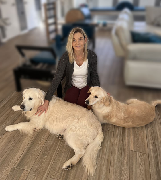 Laure with the dogs
